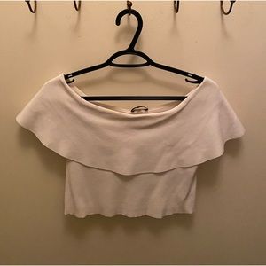 Off the shoulder white cropped top from dynamite